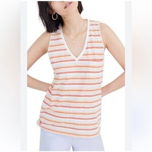 Madewell Multicolor Striped V-Neck Top EUC